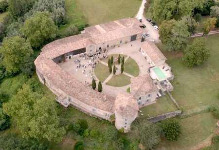 Photo mariage drone Château Auros  - 001